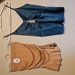Sexy Bundle Of NWT Zeagoo Silky Tank Top & HoTouch Gathered Bodycon Skirt Sz. S